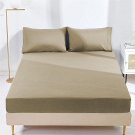 AR Ware Fitted Bed Sheet Microfibre 25cm Depth Super Soft Non Iron Shrinkage and Fade Resistant Luxury Bedding Sheets (Beige, Super King)