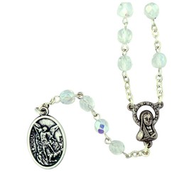 VILLAGE GIFT IMPORTERS Italian Glass Crystal Chaplets | 4 Colors | Saint Michael and Guardian Angel Medal | The Chaplet of St. Michael the Archangel, Glass