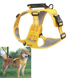 Fantagoo Dog Harness, Leak Proof Harness for Dogs, Suitable for Walking, Training and Control, with Reflective Material for Night Visibility (Yellow)