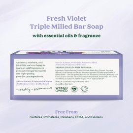 SoF Triple Milled Bar Soap - With Coconut Oil & Organic Shea Butter- Vegan & Non GMO- Free From Phthalates, Sulfates & Parabens- Fresh Violet- 6 oz Bar 6 Bars