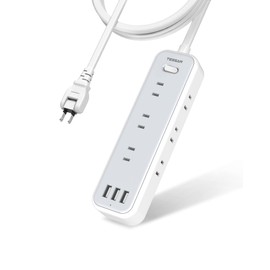 TESSAN Extension Cord, 9.8 ft (3 m), Power Strip with Usb, Table Tap, 9 AC Outlets, 3 USB Ports, Bulk Switch, Wall Mount/Desktop