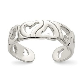 FindingKing Sterling Silver Heart Toe Ring
