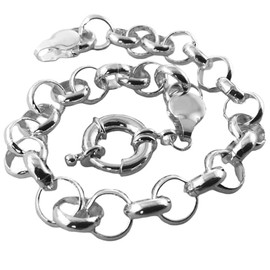 Bracelet Real 925 Sterling Silver Filled Solid Belcher Rolo Boltring Bangle 20cm