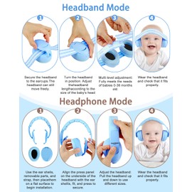 [2-in-1] Baby Headphones - Baby Ear Muffs Noise Cancelling - Infant Noise Cancelling Headphones - Babies Ear Protection for 3 Months to 4 Years - Newborn Travel Essentials