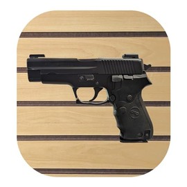 Hammy3DPrints Mount for Sig P220 .45 - Slatwall | Pistol Holder Handgun Storage Rack (Facing Left, Dakota with Metal Track Insert)