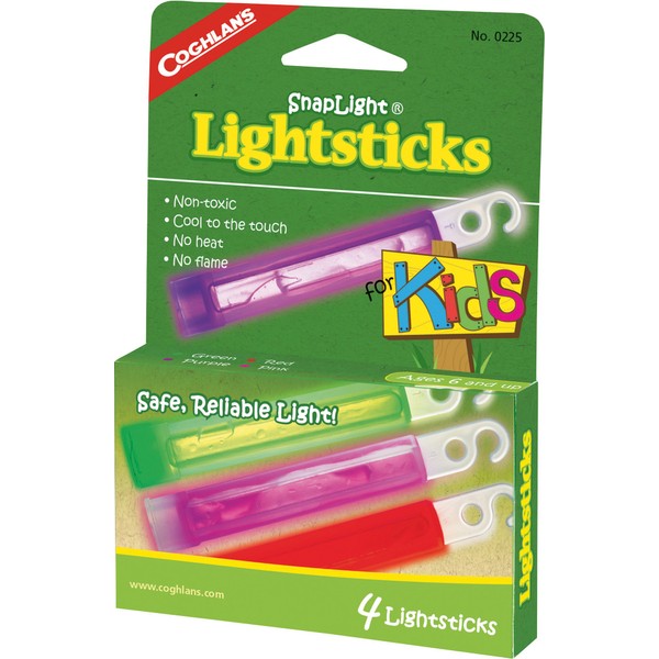 Coghlan's Multi-Colored Lightsticks for Kids, 4-Pack