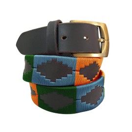 CARLOS DIAZ Mens Womens Premium Unisex Brown Leather Embroidered Designer Polo Belt (100 cm/ 38-40 Inches)