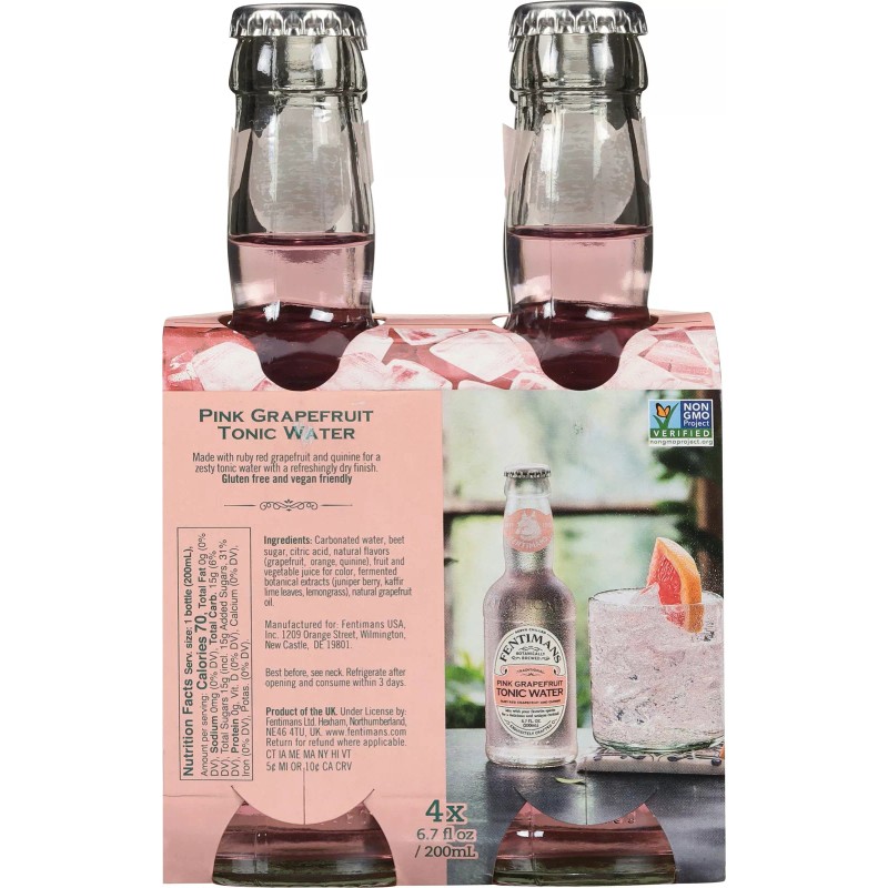 Fentimans Mixer Tonic Water Pink Grapefruit 26.8 fl oz (Pack