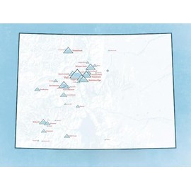 Colorado Ski Resorts Map 18x24 Poster (White & Light Blue)