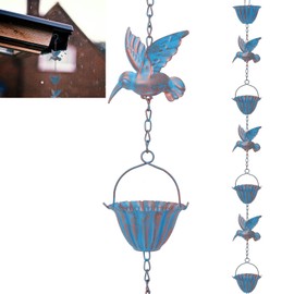 BigKing Rainwater Chain Hummingbird Rain Chain for Gutters, Hanging Rain Chain for Water Drainage, Rain Chain Gutter Decoration for Free Rain Catchers and Downpipes