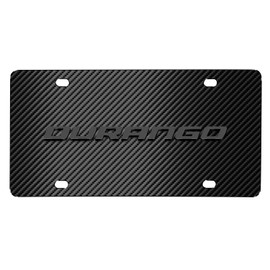 iPick Image for Dodge Durango 3D Dark Gray Logo on Black Carbon Fiber Pattern Stainless Steel License Plate for Decorative