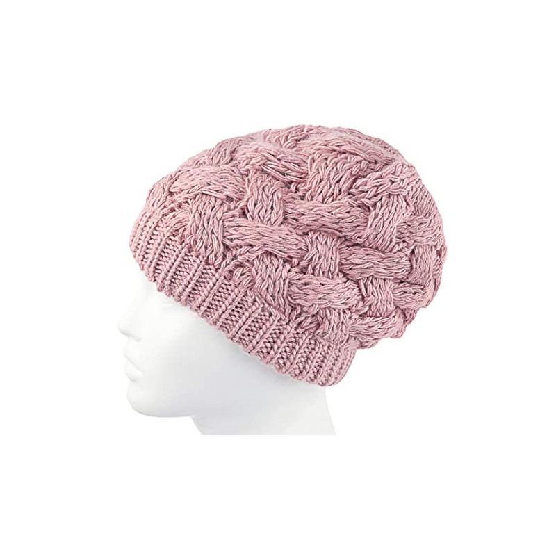 Lilax Cable Knit Slouchy Chunky - Gorro de invierno, Rosado,