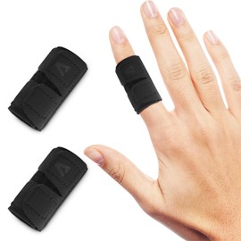 KiiMos 2PCS Finger Splints Finger Sleeves Protectors, Compression Elastic Adjustable Brace Buddy Wraps Straps Perfect for Sport Basketball Tennis Volleyball Badminton, Black (Single, Small-2PCS)