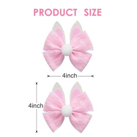 2PC Easter Bunny Ears Hair Bow Clips 4 Inch Rabbit Hair Accessories Spring Party Supplies Pink