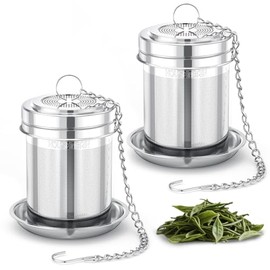 House Again - Paquete de 2 coladores de té para té suelto, infusores de té de malla extrafina, acero inoxidable 304 con gancho de cadena extendido, picador de té de hojas sueltas, filtro de té para