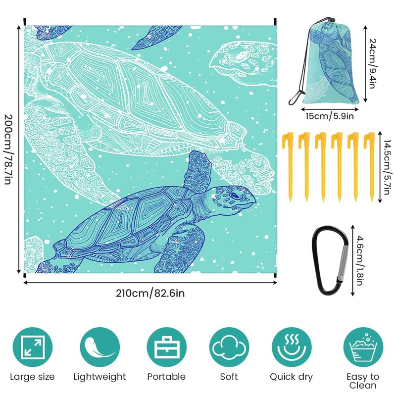 Ainiv Beach Blanket Beach Mat, Large Picnic Blanket 210 x