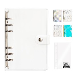 SFTRADE A6 Sealing Pad, Clear, Girls, Removable, Size, 6 Holes, Seal, Binder, Clear Binder, Seal Storage, Pushing Goods, 10 Refills Included (Transparent)
