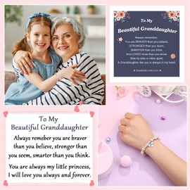 Granddaughter Gifts from Grandma, Granddaughter Charm Bracelets for Little Girls Jewelry 4 5 6 7 8 9 11 10 12 13 14 Year Old Girl Christmas Gifts Ideas Birthday Valentine's Day Confirmation Baptism Graduation Gifts for Girls Teens