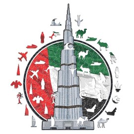 Iconic Puzzles, Burj Khalifa, 100% eco-sustainable wooden puzzle, size M, 250 pieces