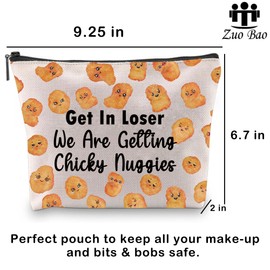 Zuo Bao Funny Chicken Nuggets Makeup Bag Alien Fans Gift Get In Loser We Are Getting Chicken Cosmetic Bag for Fans (Chicky)