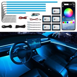 Acrylic Interior Car LED Strip Light, RGB 10 in 1 with 175 Inches 600 LEDs Car Ambient Lighting Kits, Sound Active Function LED Strip for Car