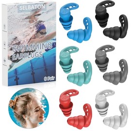 Tapones para los oídos de natación para adultos, 6 pares de tapones de silicona reutilizables impermeables coloridos para natación, ducha, esnórquel, 