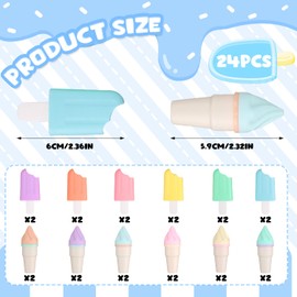 Demarsen 24 Piece Mini Highlighter Set, 6 Colour Light Pens, Pastel, Ice-shaped Highlighter Markers, Small Funny Pens, Highlighter Pens for Party Bags, Children's Birthday Party, Gifts, School