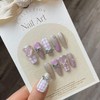 TENPAL Grey Pink Nails,Acrylic French Tip Press on Nails Medium,Soft