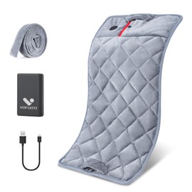 Vofuoti Weighted Heating Pad with Battery, 3 Heat Settings, Electric Cordless Heating Pad for Back, Neck & Shoulder, Abdomen, Portable Machine Washable, Large Heated Pad (Gray, 13"x24")