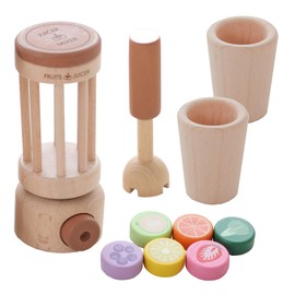 Wooden Toy Daiwa Juicer Mixer Set (Brown) Play Play Set Pretend Play Mixer Juice Smoothie Wooden Toy Play Kitchen Food Set