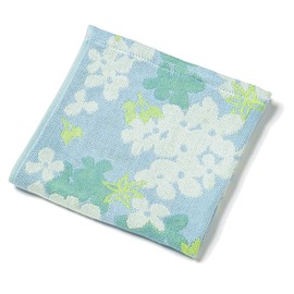 Kusuhashi Crest Weave Hand Towel, Imabari Towel, DS Light Gauze, Herbarium, Hydrangea, Made in Japan, Blue, Approx. 13.4 x 13.8 inches (34 x 35 cm), 1-68487-51-B