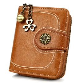 Urban & Chic Vintage Style Bi-Fold Ladies Wallet/Purse with Zip Pocket, Multiple Slots Women's Wallet/Purse (Caramel Brown)