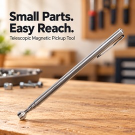 Telescopic Magnetic Pickup Tool with Flexible Neck and Pocket Clip for Retrieving Screws, Nuts and Small Metal Parts