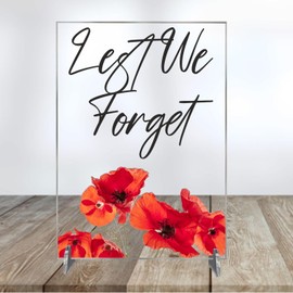 Clear Acrylic 'They Shall Grow Not Old...' Plaque On Stand - Soldier Remembrance Design - Honouring Heroes - Military Memorial Keepsake - Lest We Forget - Commemorative Gift (Design 2)