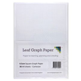 A4 Graph Paper 5mm 0.5cm Squared Cartesian - 30 Loose-Leaf Sheets - Grey Grid