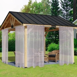 SpaceDresser Outdoor Sheer Curtains for Patio, 4 Panels Waterproof Rod Pocket Indoor Curtain for Living Room, Porch, Pergola, Cabana, Gazebo, 52 x 108 Inch Silver Grey