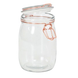 Tala 1Litre Glass Copper Clip Top Storage Jars Spices Pasta