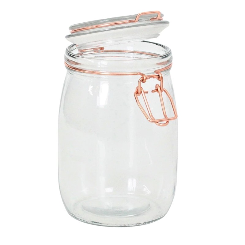 Tala 1Litre Glass Copper Clip Top Storage Jars Spices Pasta