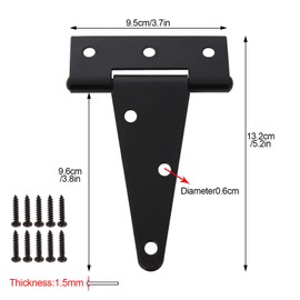 FengWu 10 Pack T-Strap 4 Inch Heavy Duty Tee Hinge Black Barn Door Gate Hinges for Wooden Fences Strap Garden Door Wrought Iron Hardware
