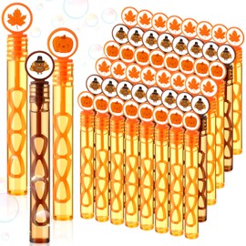 Wettarn 48 Pcs Thanksgiving Day Bubble Wands Mini Bubbles Party Favors for Thanksgiving Day Roasted Turkey Pumpkin Maple Leaf Bubble Wands for Thanksgiving Day Boys Girls Adults, 3 Style