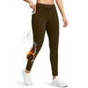 G Gradual Women's Fleece Lined High Waisted Leggings Water Resistant Thermal Warm Winter Pants with Pockets Fleece Lined Tight with Adjustable Drawcord(Brown,XL)