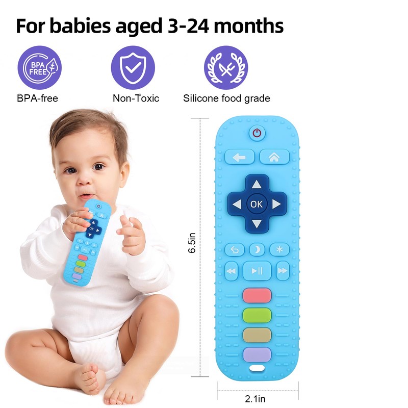 Chuya Remote Teethers Silicone Baby Teething Toys, TV Remote Teether