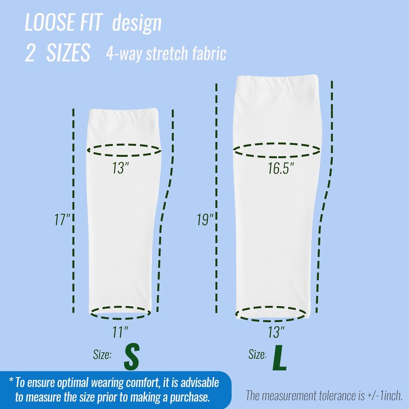 aningkimi UPF 50+ Sun Protection Arm Sleeves, White, Elastic Waistband,
