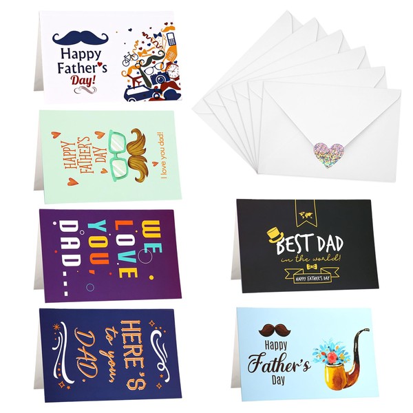 6pcs Father's Day Card, Happy Fathers Day Card with 6pcs