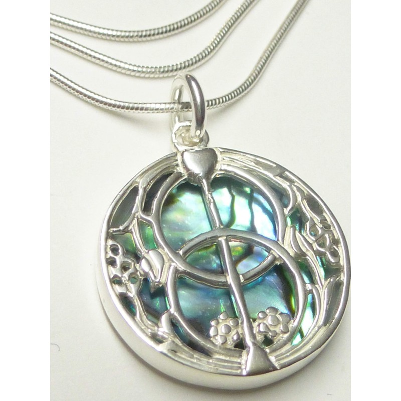 Sterling Silver Avalon Abalone Shell Pendant Necklace with 45cm Silver