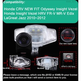 Karakus Car Number Plate Reversing Camera Night Vision Camera Parking Aid Reversing System for CRV New Fit Odyssey Insight Vezel HRV FR-V MR-V Edix LaGreat Jazz