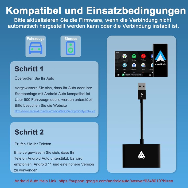 Android Car Wireless Adapter, Android Car Dongle for Android Car