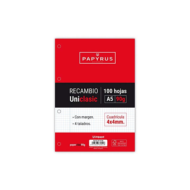 Unipaper Squares 4x4 mm, 90 g Sheets with Margin, 4