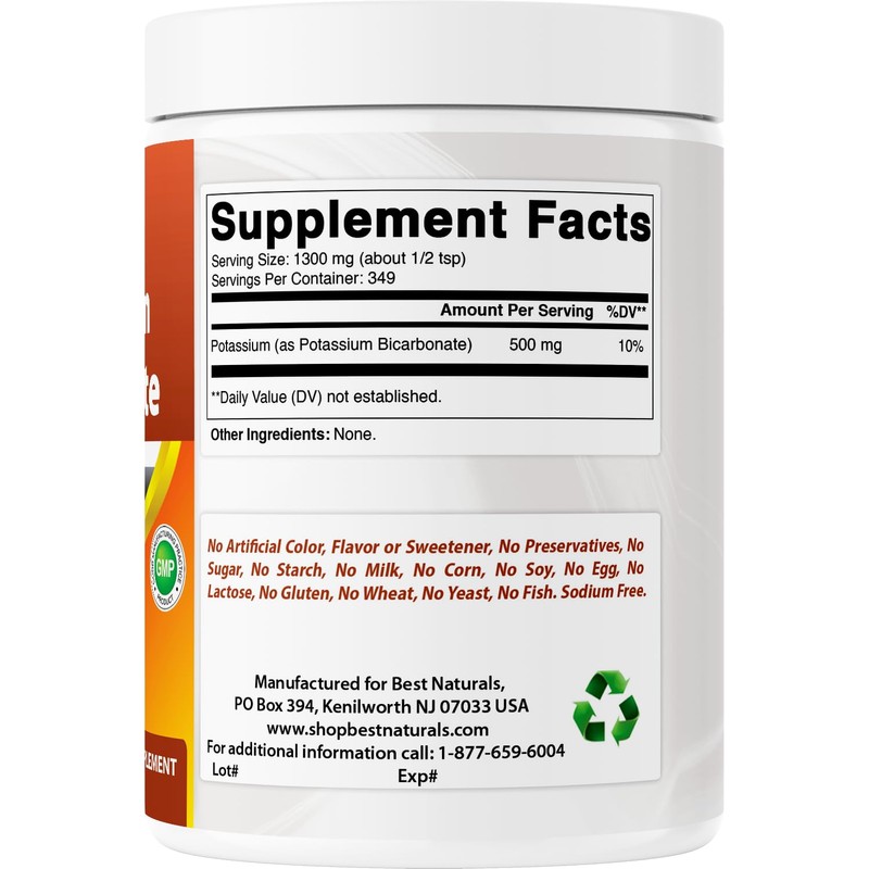 Best Naturals Pure Potassium Bicarbonate 1 LB Powder