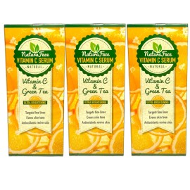 Natura Face Vitamin C Serum Natural Vitamin C & Green Tea 1oz./30ml LOT OF 3